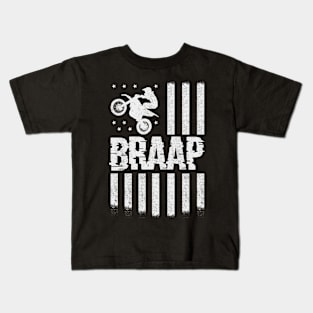 Dirt Braap With Flag Kids T-Shirt